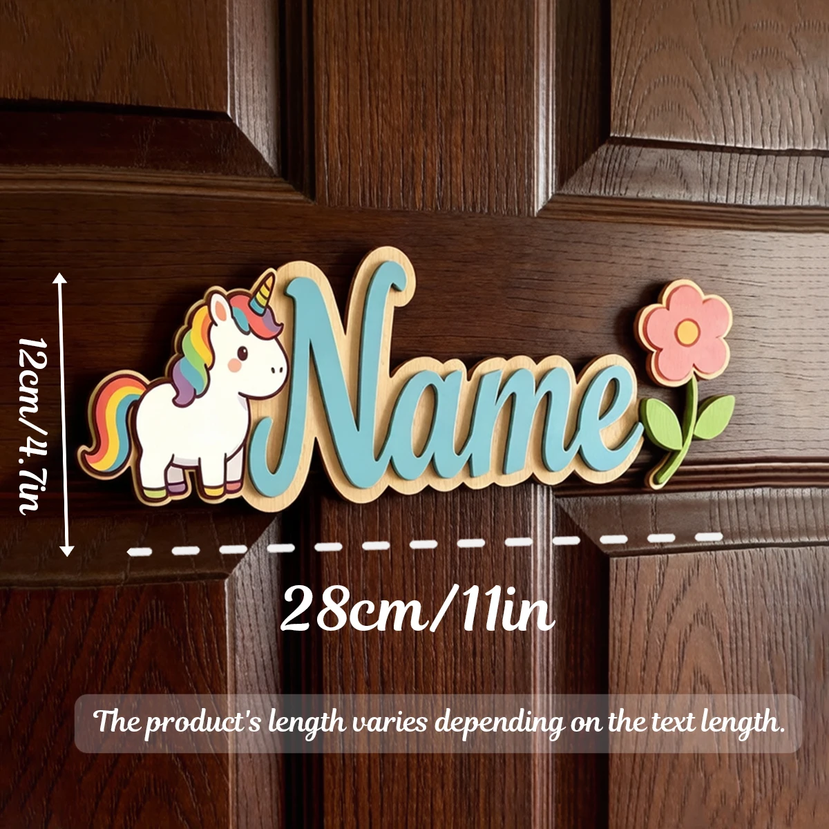 Custom Wooden Name Door Sign, Personalized Wall Decor Plaque, Cute Cartoon Theme Room Decoration, Double-Layer Wooden Doorplate