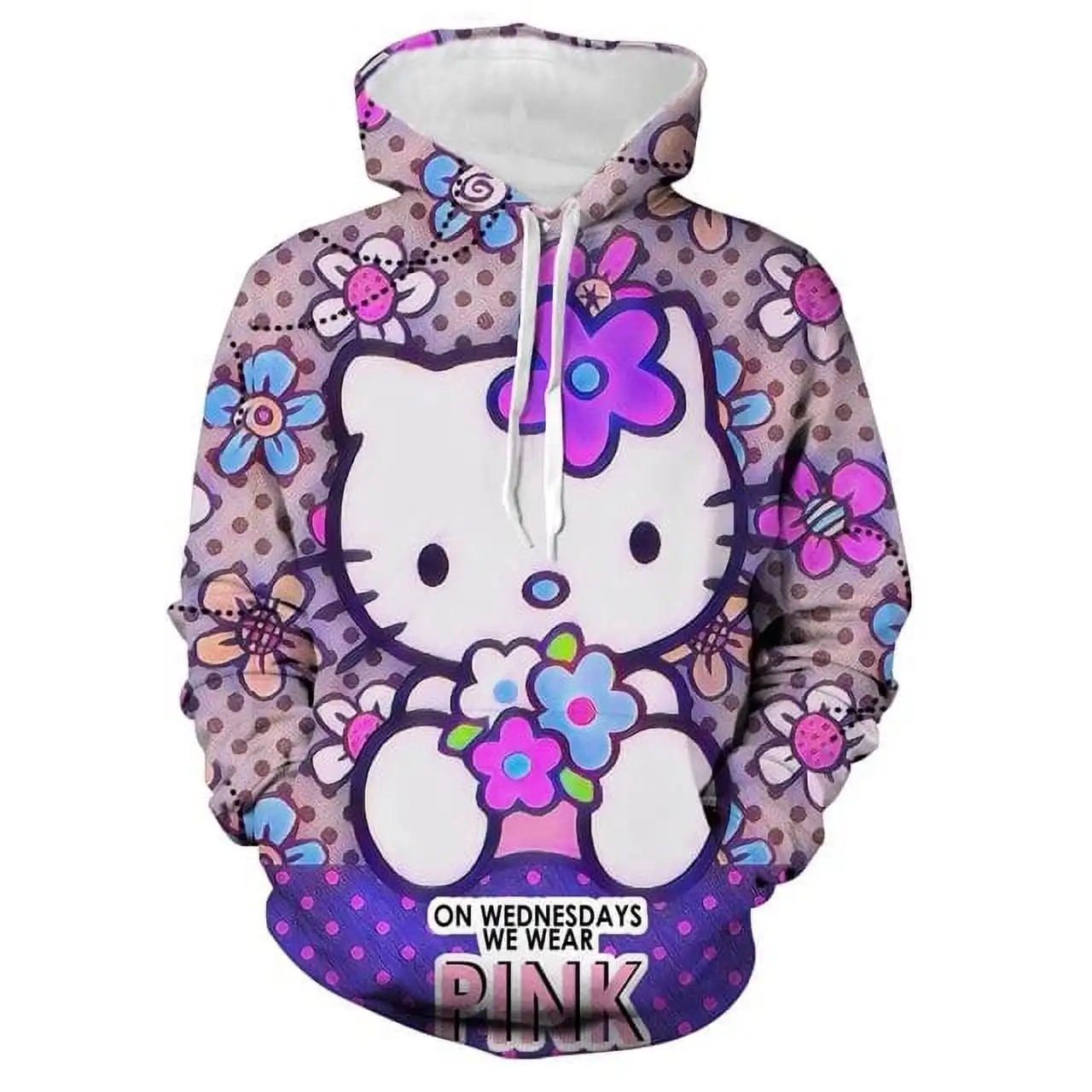 MINISO Spring Autumn Kids HELLO KITTY Hoodie Cartoon Pullover Adult Kids Casual Hooded Clothing Boys Girls Fashion Coat with Hat