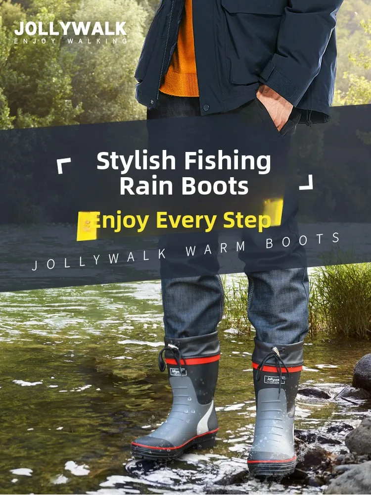 

Men's Thiened Fce Lined Rain Boots Waterproof Non-slip Fiing oes Spring Autumn Season Breathable Se Work oes