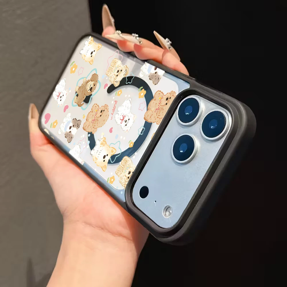 Amiable Puppy Niedliche Transparente Hülle für Magsafe iPhone 15 16 Pro Max 17 14 11 13 12 Pro Max Plus Hülle Magnetisches Kabelloses Laden Coque – Detail 11