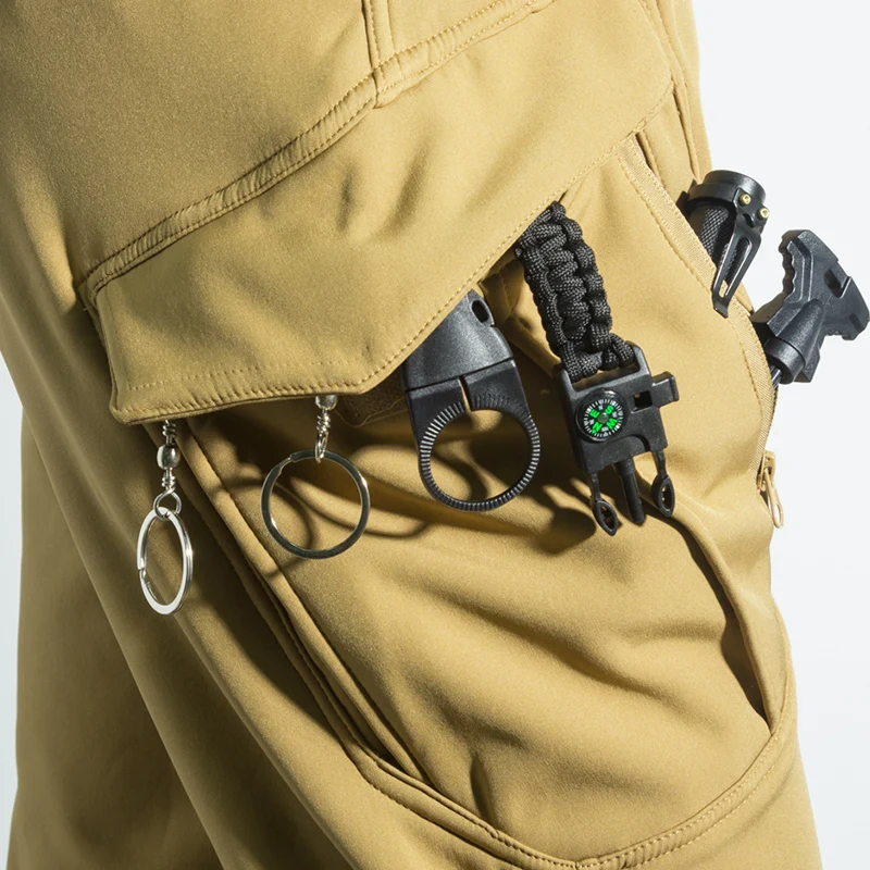 Men's Winter Autumn Fleece Softshell Pants Tactical Military Combat Cargo Trousers Hiking Camping Climbing Casual Sportwears