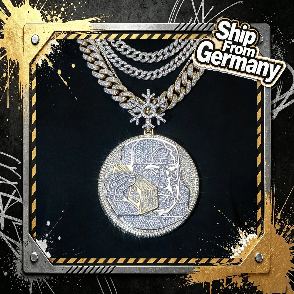 Blingbling Iced Out Hip Hop Pendant Man With Headscarf Fine Jewelry Gifts for Girl Boy Friends 5A Cubic Zirconia Real Gold Plated Street Rap Gangster Style Men Women Jewelry Christmas Halloween Holiday Gift Necklace 3D Necklace Accessories Ship from US