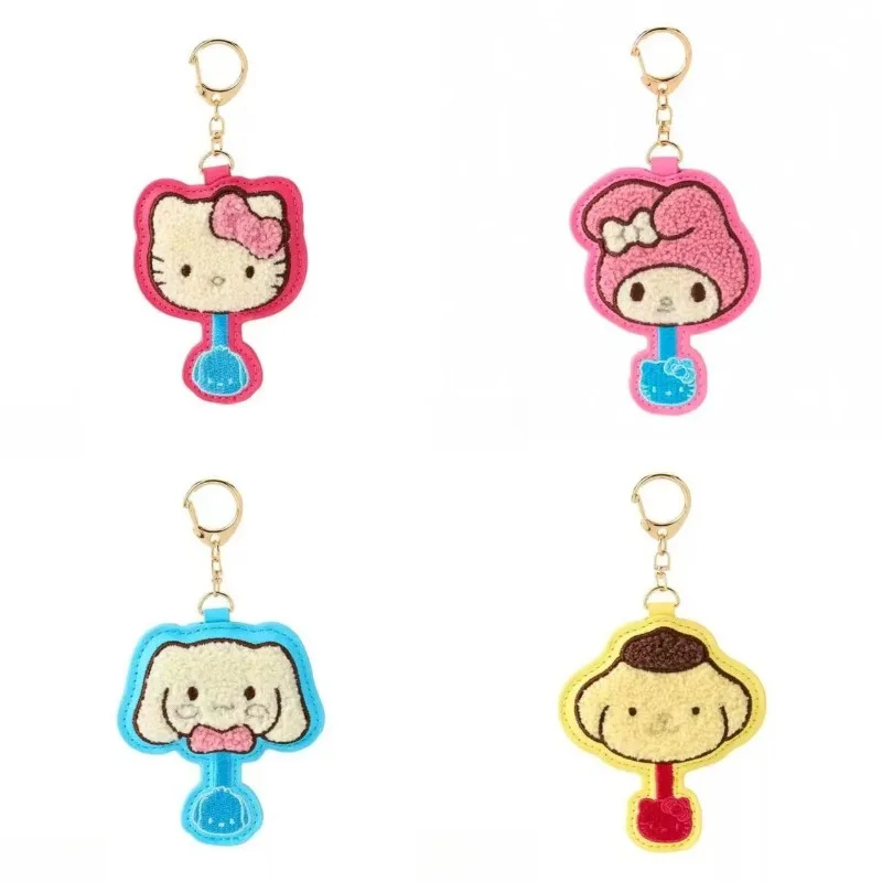 Portachiavi Kawaii Hello Kitty simpatico cartone animato ricamo lecca-lecca zaino decorazione forniture da donna regalo per studentessa all'ingrosso