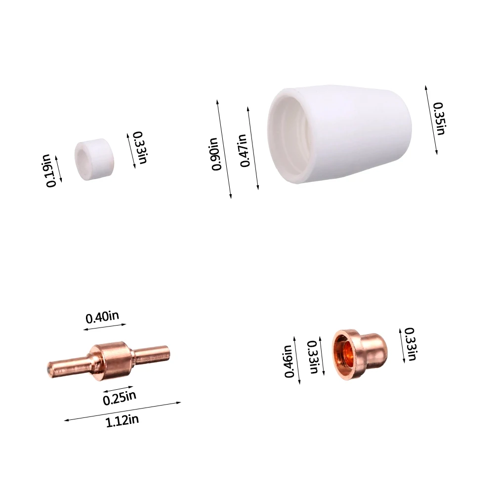 100pcs Consumables Extended Long Tip Electrodes and Nozzles for PT31 CUT 30 40 50 Air Plasma Cutter Welding Tools 2023