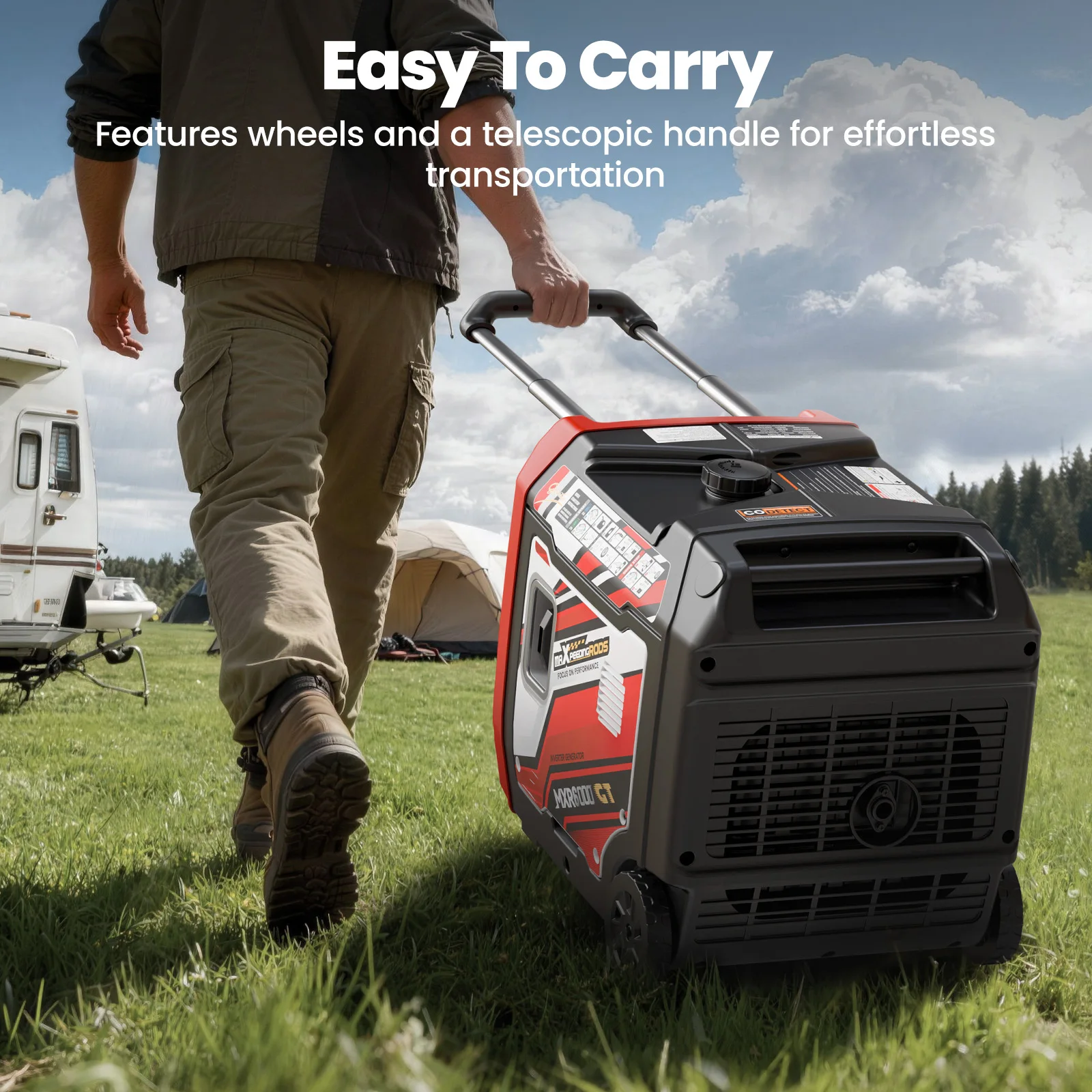 Portable Generator for Construction & Events 6000W, 120V/240V, Wheels & Handle