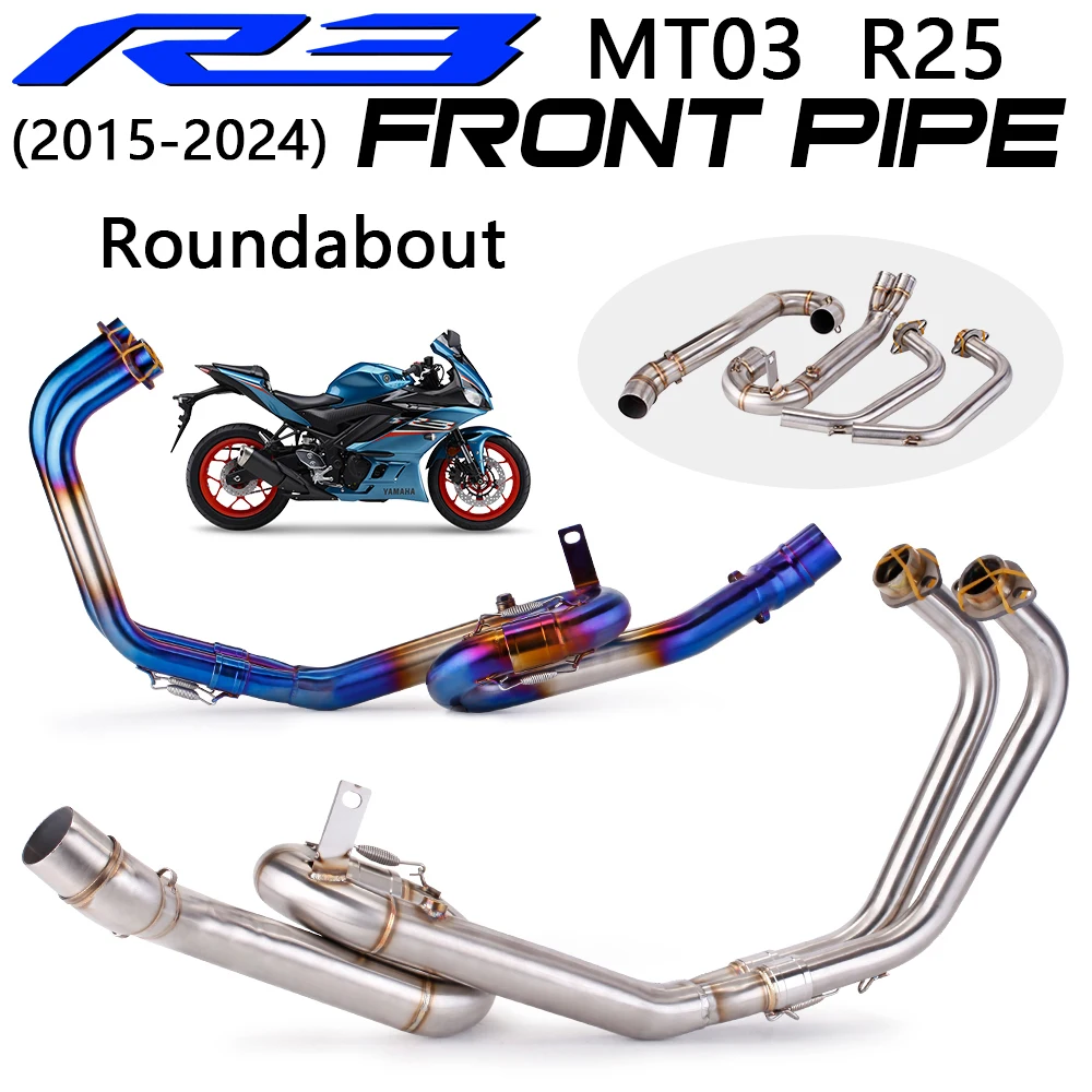 

For Yamaha R3 R25 MT03 2015-2024 Motorcycle Slip-on Exhaust Modify Roundabout Front Link Pipe 51MM Interface Racing Line Escape