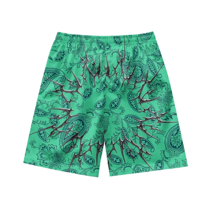 Bixin Finger Skeleton Creative Fashion Casual Personality Loose Trendy Summer Men's Sports Basketball Shorts Green