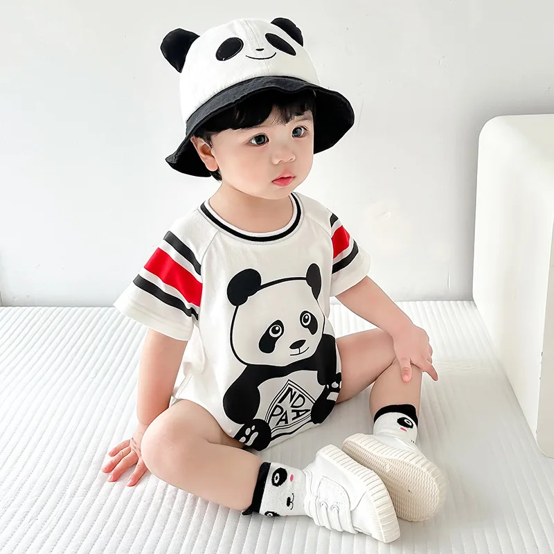 Summer New Onesie Cute Animal Print 0-3 years old Baby Short Sleeve Clothes Cotton Baby Outing Clothing