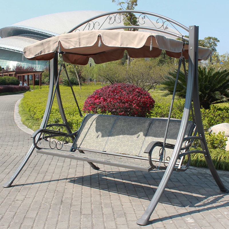 Factory Direct 2026 High Quality Garden Swing Sets Beach Metal Patio Wrought Iron Patio Swings 3 Seater Bench Swing Cushion
