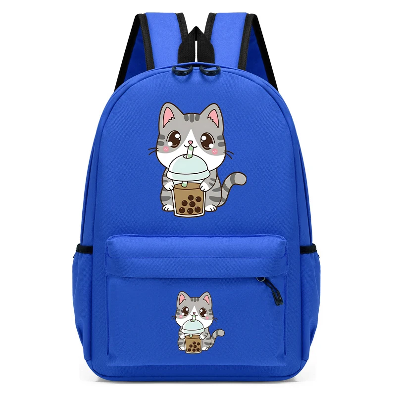 Kind Kind Rucksack Schult asche Rucksack Kinder Schult asche süße Katze trinken Boba Milch druck Kinder Rucksack Anime Cartoon Rucksack