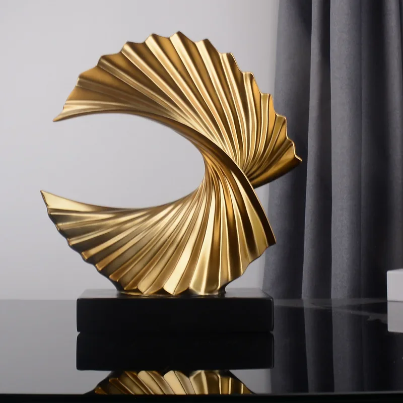 

Modern Decor Abstract Sculpture Resin Sculptur Art Golden Statue Living Room Home Decoration Office Desk Decoration Accessories