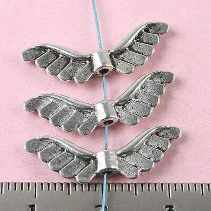 30pcs 24x8mm Tibetan Silver Crafted Wing Beads Charms h0232