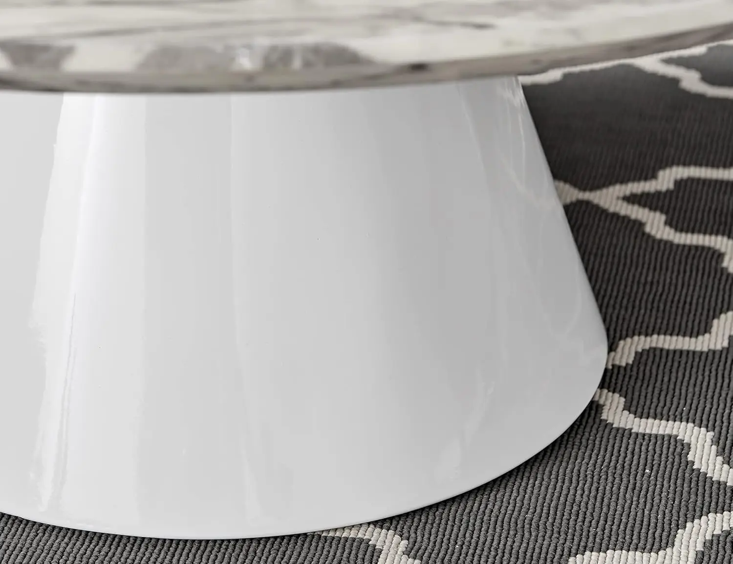 Coffee Table - Round Coffee Table - Contemporary Minimalist Coffee Table With Tapered Central Pillar - White, Customized