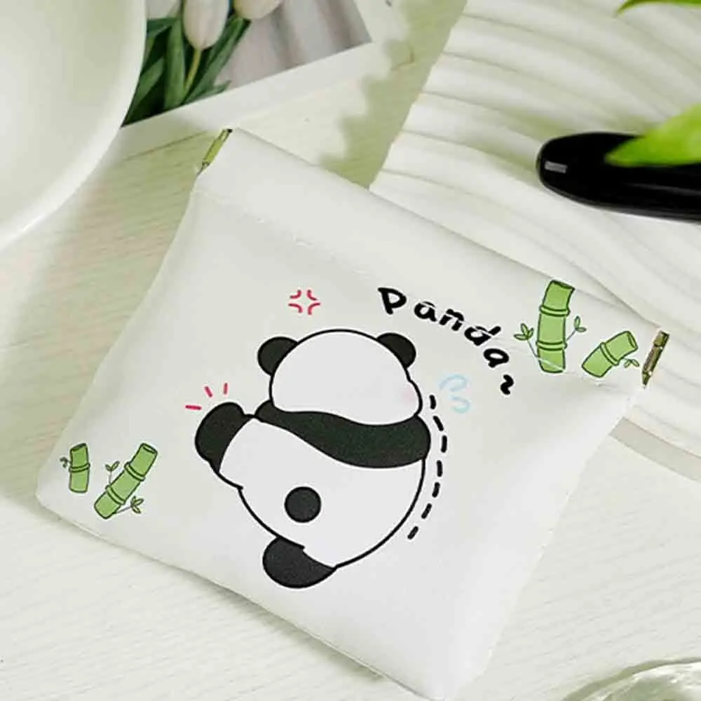 Pu Leather Mini Cosmetic Bag Panda Coin Purse Lipstick Storage Bag Automatic Closed Jewelry Storage Bag Makeup Bag