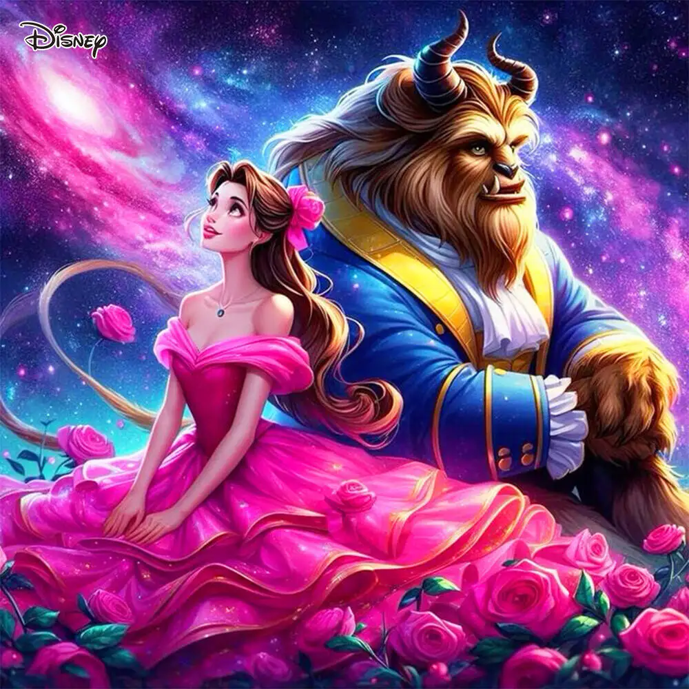 

Disney Full Round Diamond Painting Beauty And The Beast Rhinestones Diamond Embroidery Belle Portrait New Arrival Home Decor