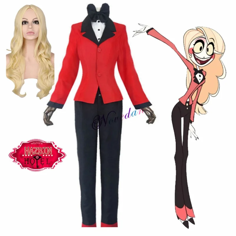 Anime Hazbin Cosplay Hotel Charlie Kostüm Anzug Uniform Jacke Outfit Halloween Karneval Kostüm Perücke Frauen Männer