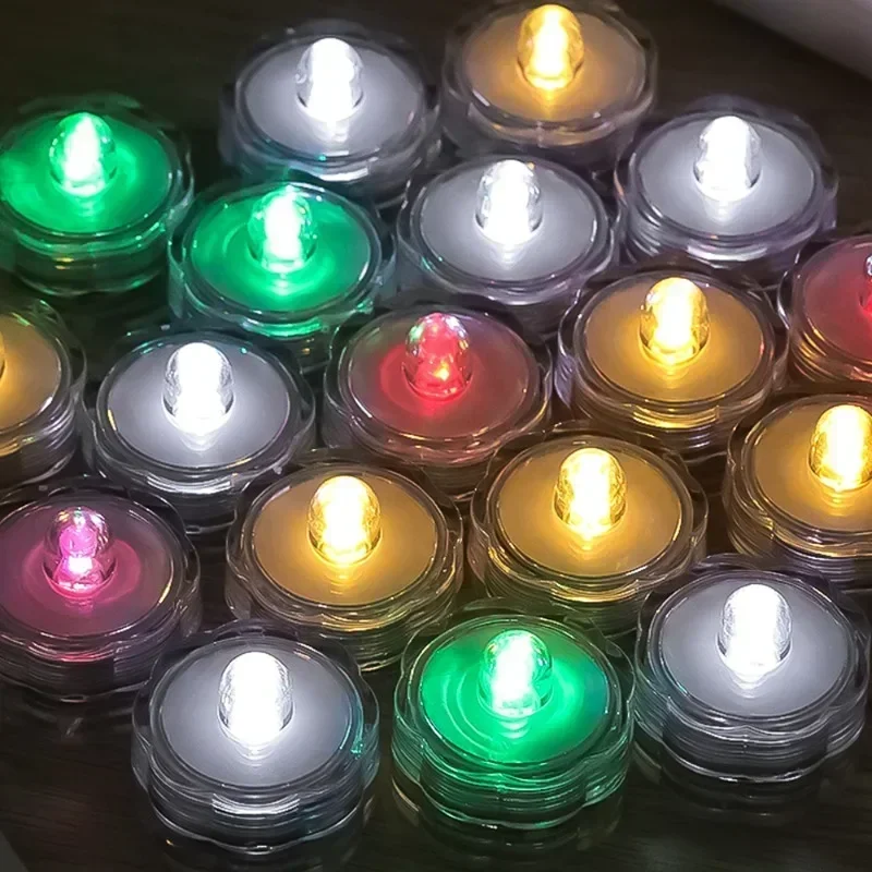 LED Flameless Floating Candle Waterproof Candle Lights Battery Operated Flash Tealights for Wedding Party Bathtub Decorative