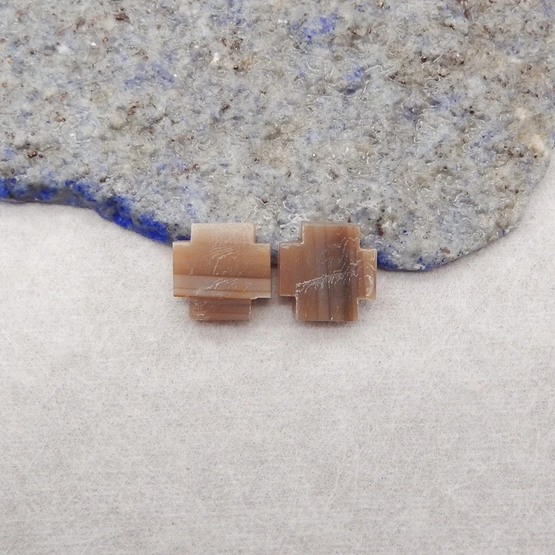 

2Pcs Natural Stone Wood Fossil Fashion Jewelry Pendant Accessories Free Drilling 11x11x3mm 1.8g for DIY Craft
