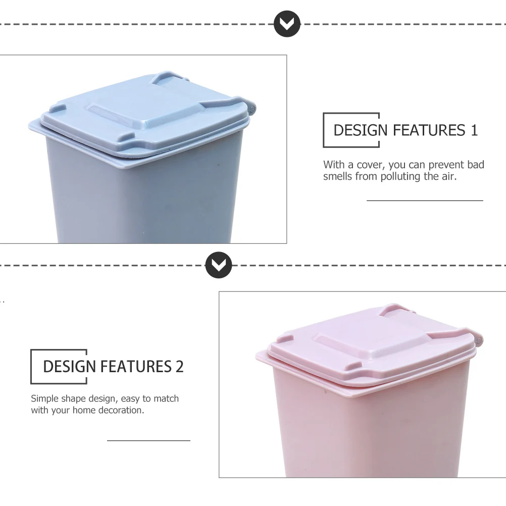 

2Pcs Desktop Trash Cans Multi-Functional Decorative Home Accessory PP Material Easy to Use Office Supply