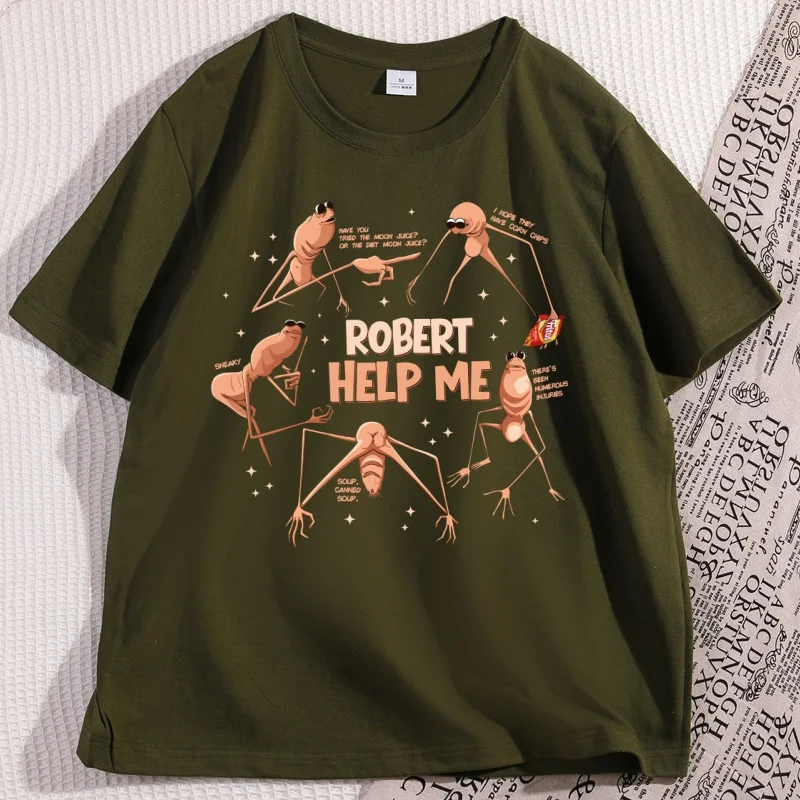ماركوس الدودة مضحك ميمي روبرت مساعدتي تي شيرت مضحك رجل امرأة القطن الجرافيك تيز عالية الجودة قصيرة الأكمام جولة الرقبة المحملة #4