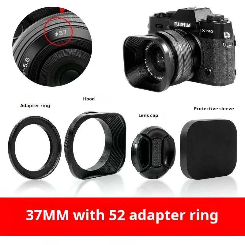 Aluminum alloy square Mirrorless camera Lens Hood for Fuji XT-20 X-T5 X-T30 II X-S20 X-H2S X100V X-Pro3 X-E4 For NIKON CANON