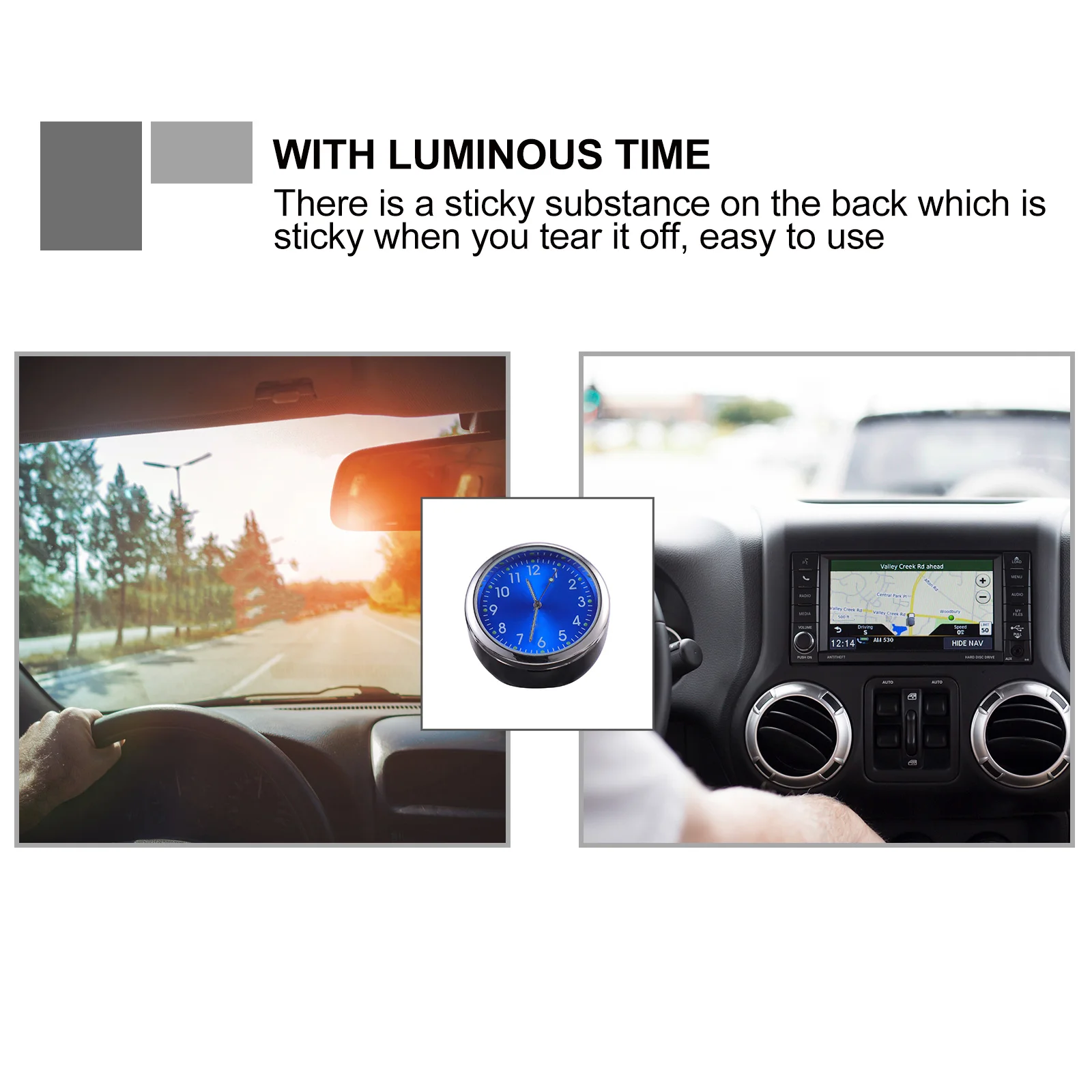 

1pc Luminous Quartz Clock For Car Dashboard Durable Vehicle Mounted Timepiece Mini Car Clock With Clear Digital Scale