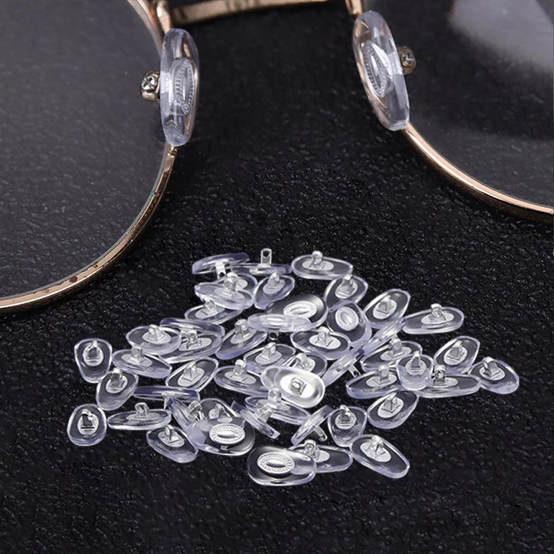 KAMMPT 10/20 Pairs Screw-in Eyeglasses Nose Pads with Metal Core High Quality Water Drop Shape Nose Brackets for DIY Replacement