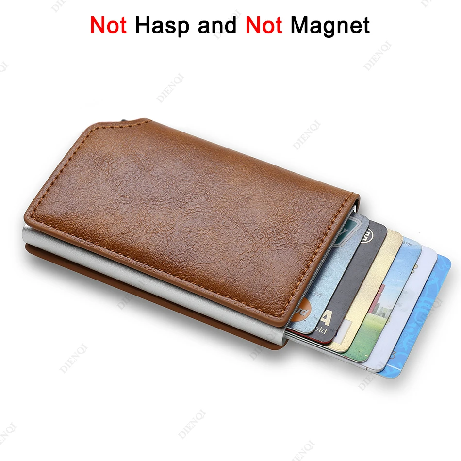 Carbon Fiber Slim Aluminum Men Wallet ID Credit Card Holder Mini RFID Wallet Automatic Pop up Bank Card Case Black Vallet 2023