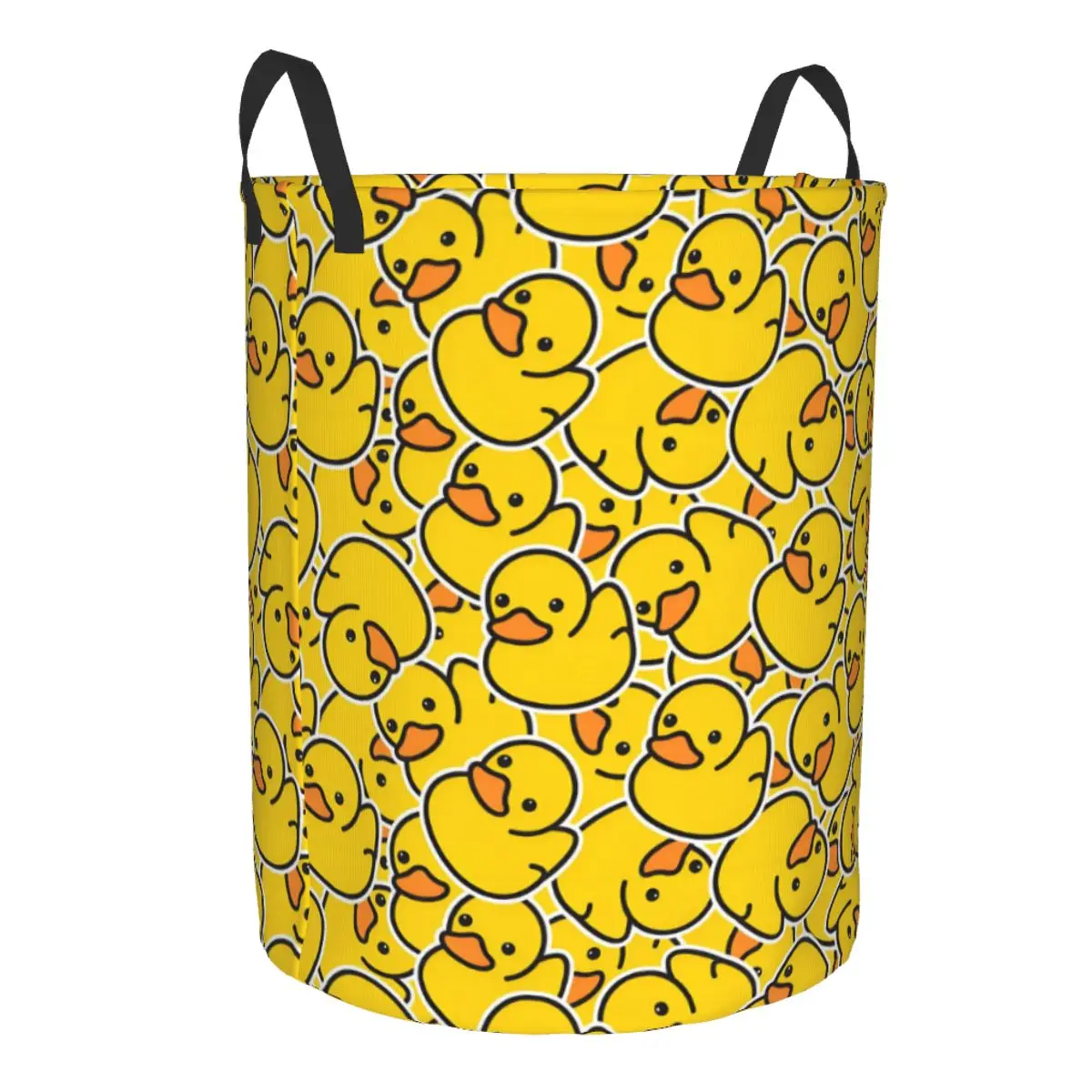 Custom Rubber Duck Bathing Cartoon Pattern Laundry Basket Collapsible Clothing Hamper Toys Organizer Storage Bins