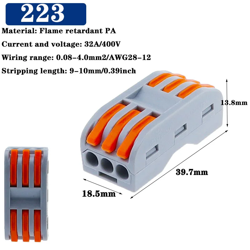 Mini Fast Wire Cable Connectors Spring Splicing Wiring Connector Universal Compact Conductor 221/222 Push-in Terminal LED