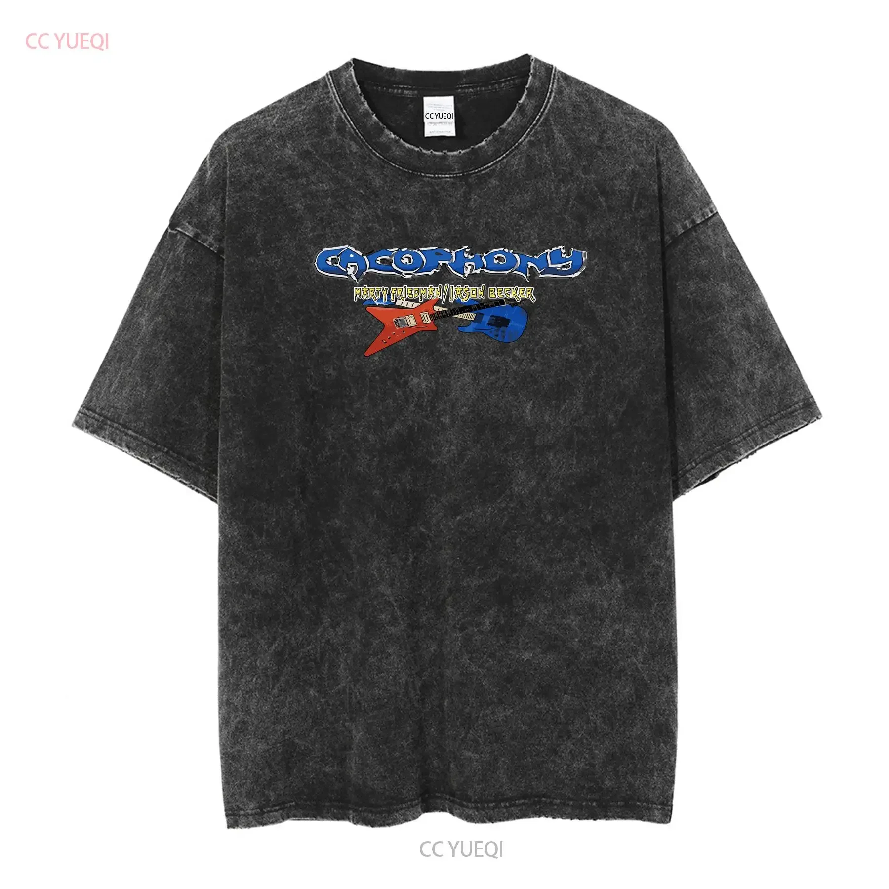 Cacophony Jason Becker Marty Friedman Rock Guitar T Shirt Black S 5XL H2022 vintage Washed Top For Everyday Wear Stylish