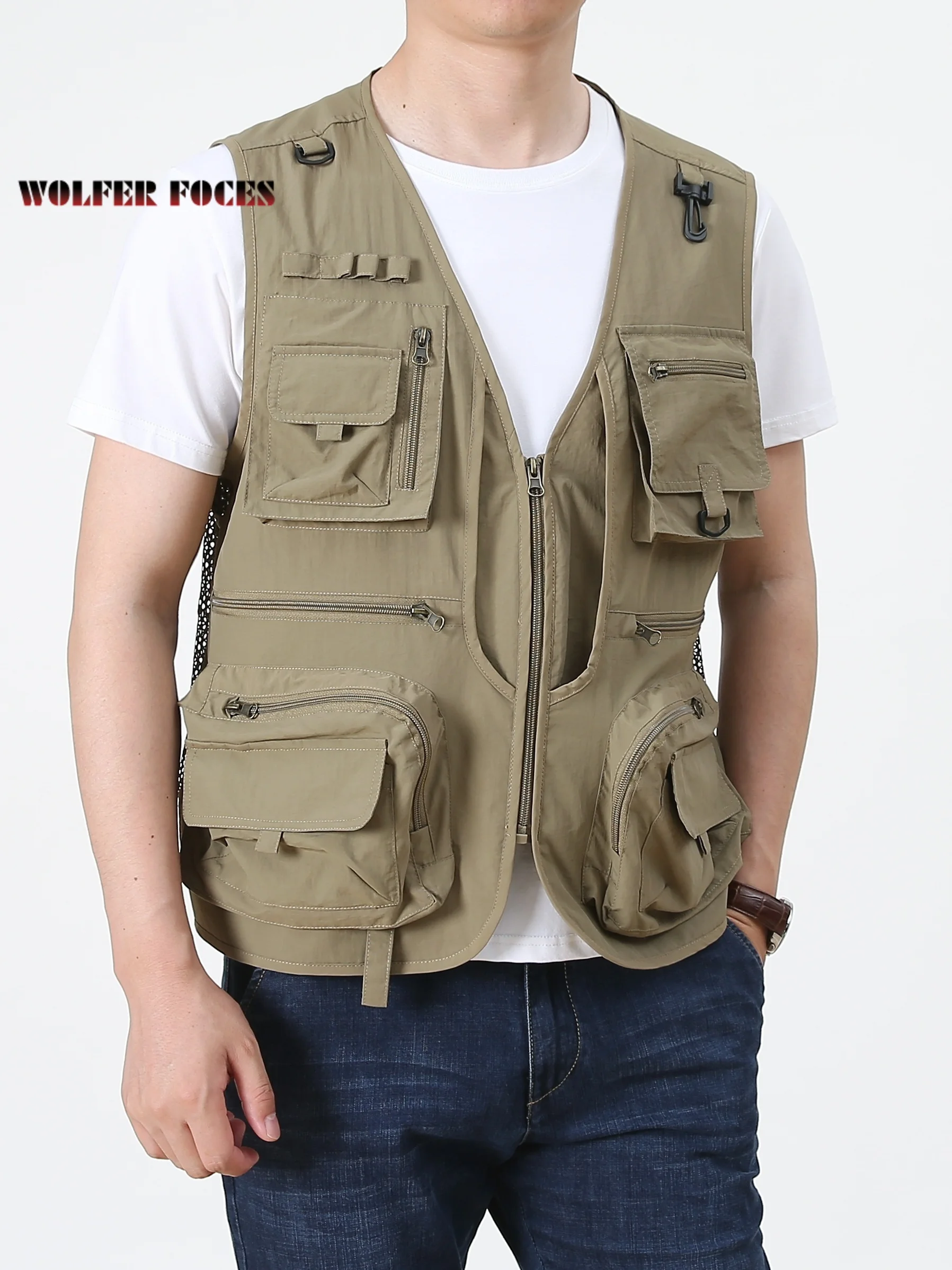 

Tactical Vest For Men Jackets Men's Autumn Tool Motorcyclist Sleeveless Jacket Summer Cardigan Work MAN Multi-pocket Best Mesh