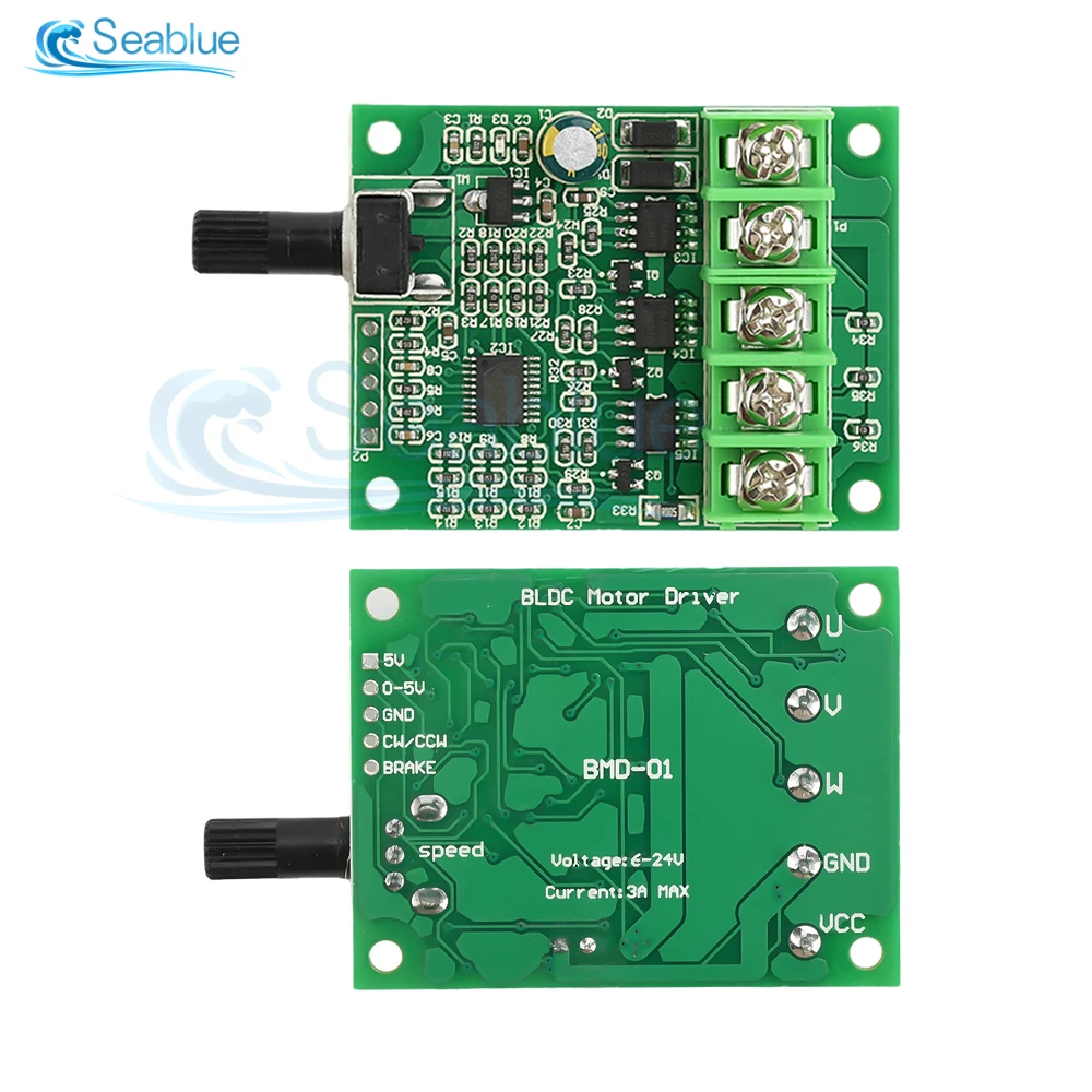 6V-24V 3A Brushless DC Motor Driver Controller Board with Reverse Voltage Over Current Protection for Hard Drive Motor 3 Wire