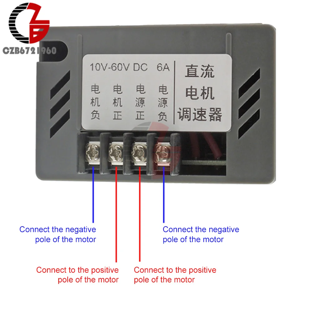 PWM DC Motor Speed Controller 12V 24V 48V Reduction Motor Governor Forward and Reverse Motor 2-way Control 3 Gear Switch 10V-60V