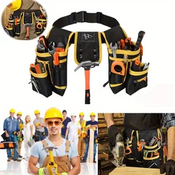 Tool Belt Tool Bag with 26 Pockets Removable Adjustable Belt Storage Work Bag Perfect for Carpenters Electricians Craftsmen