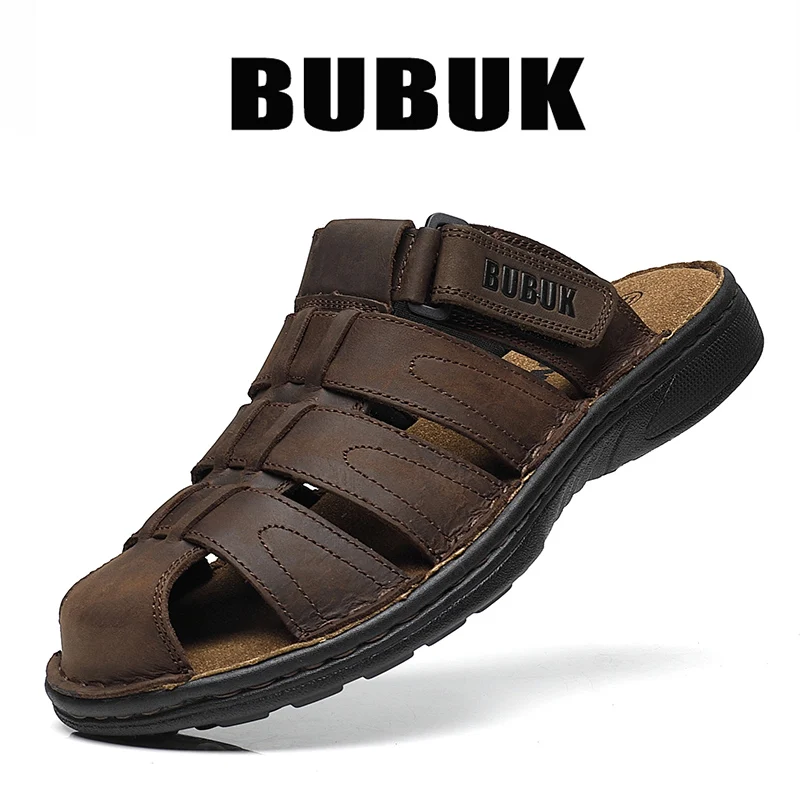 

Новые мужские летние сандалии BUBUK, спортивная пляжная обувь, нескользящая подошва, из высококачественной воловьей кожи, подходят для активного отдыха на природе.
