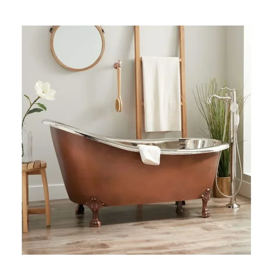 Bathroom Bathtub,Soaking Copper Luxury Copper Bathtub Antique Finishing Free Standing Bathing Tub Hot Selling Cubicle And Hip