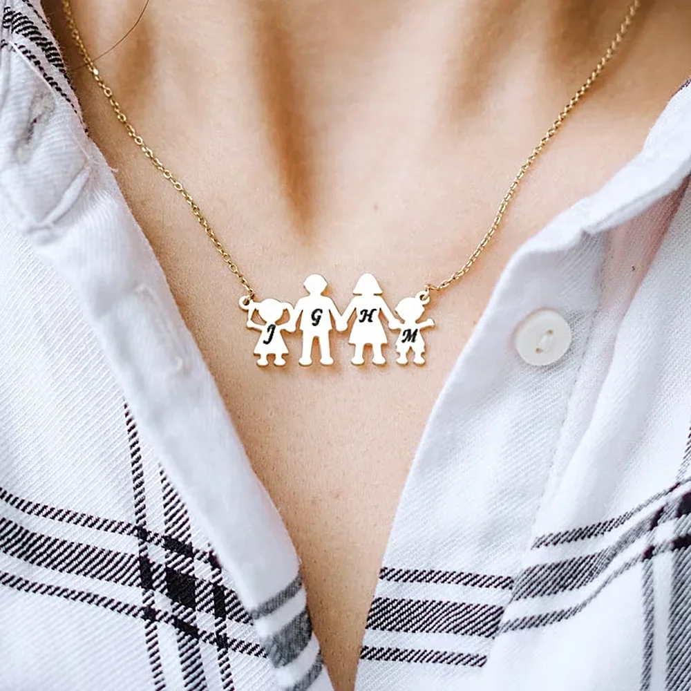 

Custom 1-5 Letter Necklace for Women Men Stainless Steel Family Pendant Necklaces Jewelry Parents Gift for Familys