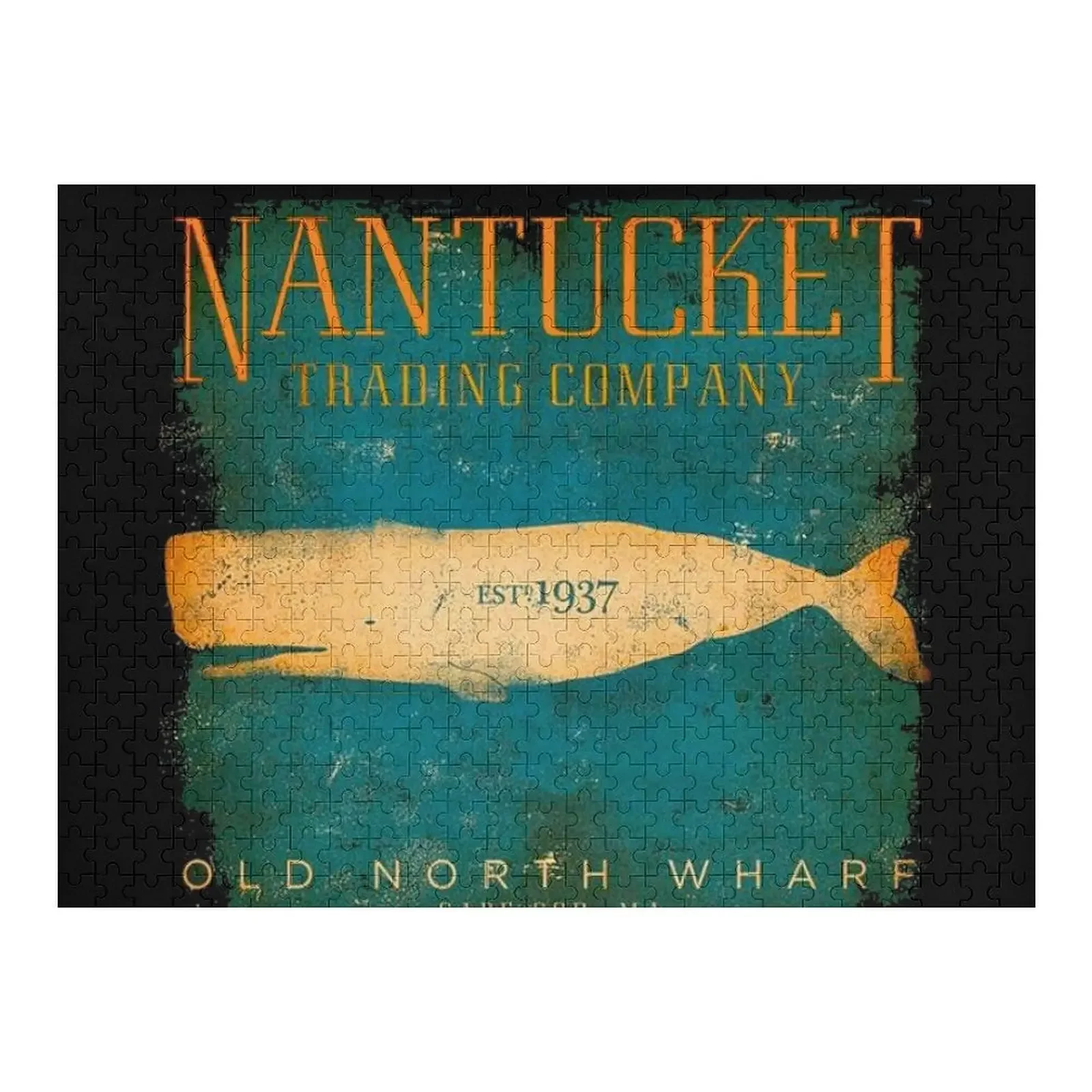 

NANTUCKET; Vintage Wood Advertising Print Jigsaw Puzzle Name Wooden Toy Wooden Name Custom Child Gift Puzzle