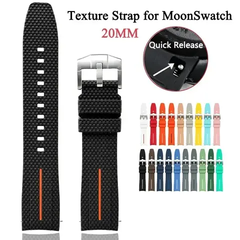Omega X Swatch MoonSwatch 20mm 곡선 엔드 퀵 릴리스 남성용 여성용 액체 실리콘 스트랩 Seamaster 300 용 시계 밴드 교체