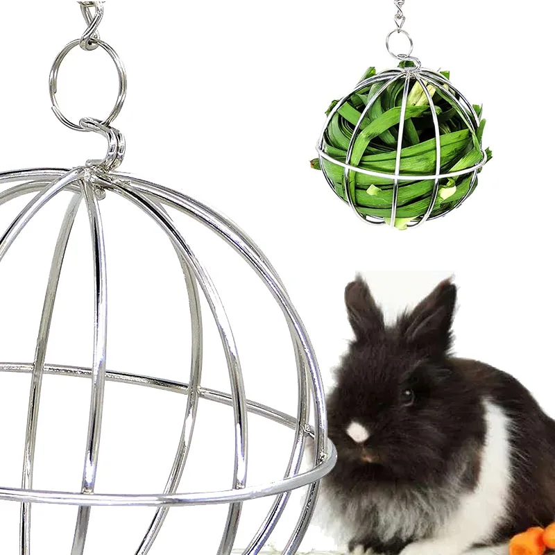 

Stainless Steel Rabbit Hay Feeder Pet Rotating Dispenser Hanging Grass Ball For Guinea Pig Hamster Chinchillas Pets Toys Lapin