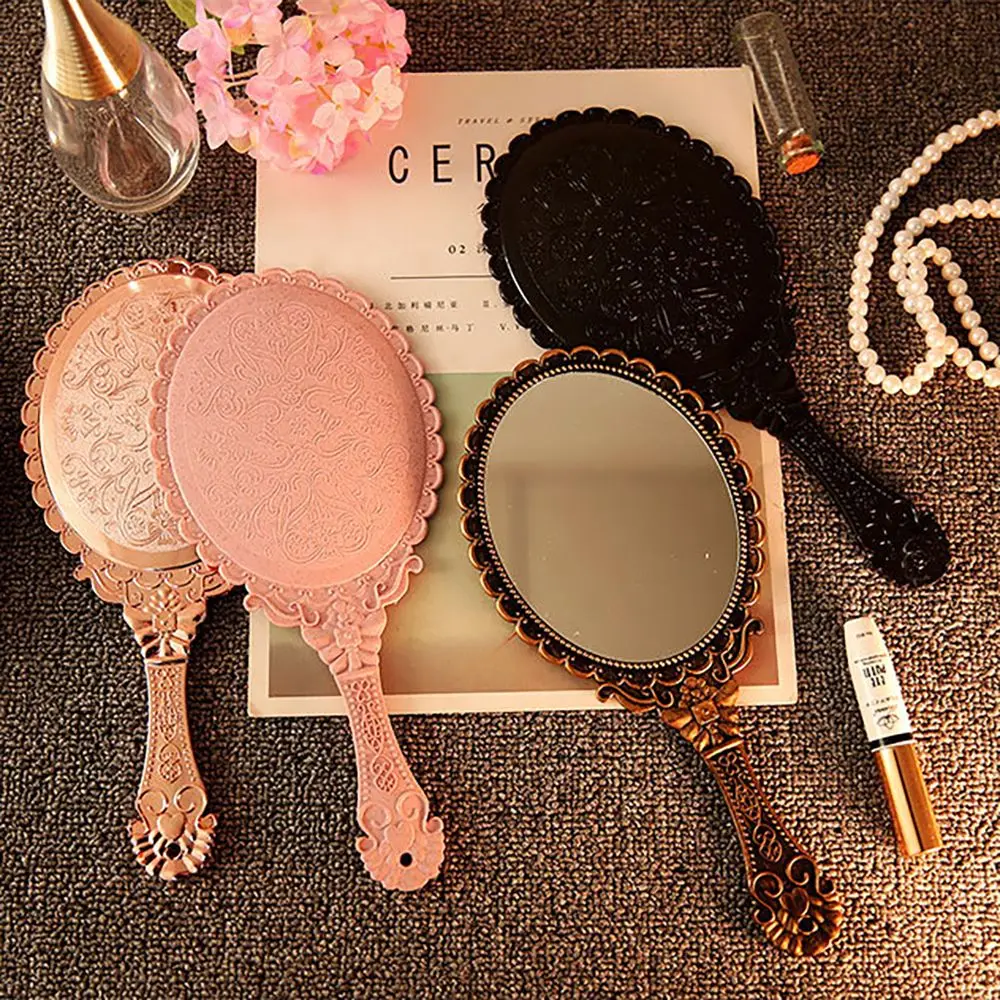 Portable Retro Vintage Handhold Mirrors Lace Mirrors Makeup Mirrors Pattern Handle