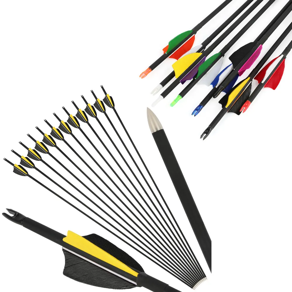 

6/12pcs 32inch Carbon Arrow Spine 1000 Archery Arrow 60grain Arrowhead for Compound Bow Recurve Bow Hunting Shooting Targeting