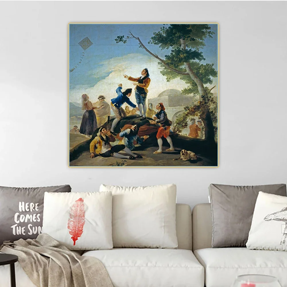 سيتون فرانسيسكو غويا 《الطائرة الورقية》 لوحة زيتية فنية قماشية عمل فني عالمي مشهور ملصق صورة جدار خلفية ديكور ديكور المنزل #4