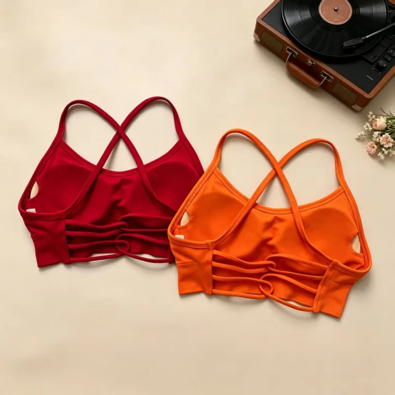 Yoga Sports Beautiful Back Bra, Thin Strap Cross Back, Highelastic Breathable Bra, Women Shock‑Absorbing Pilates Training 5