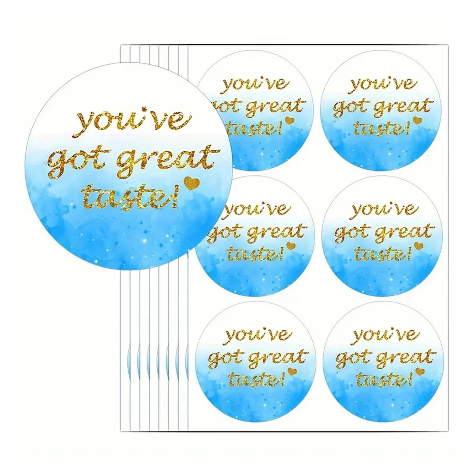 120-Pack You've Got Great Taste! Thank You Stickers, 2-Inch Elegant Blue and Golden Round Labels