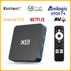 Kinbrick-Dispositivo de TV inteligente X6, decodificador con Android 11, Amlogic S905Y4, 4K, para Netflix, 2GB, 16GB, Doby Atmos, 100M, LAN, reproductor de Audio Midea