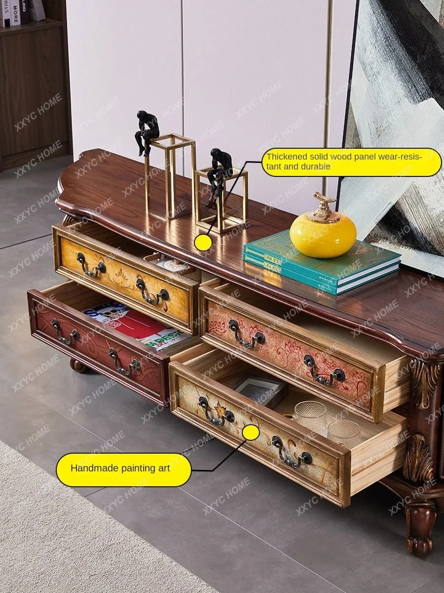 

L solid wood coffee table TV cabinet combination living room painted TV cabinet