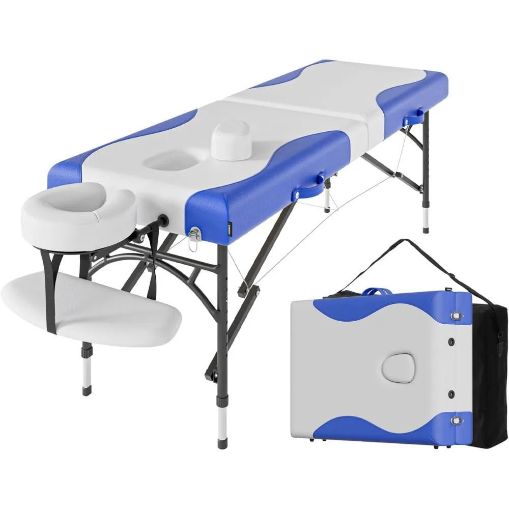 

84" Professional Massage Table Portable 2 Folding Lightweight Facial Solon Spa Tattoo Bed Height Adjustable