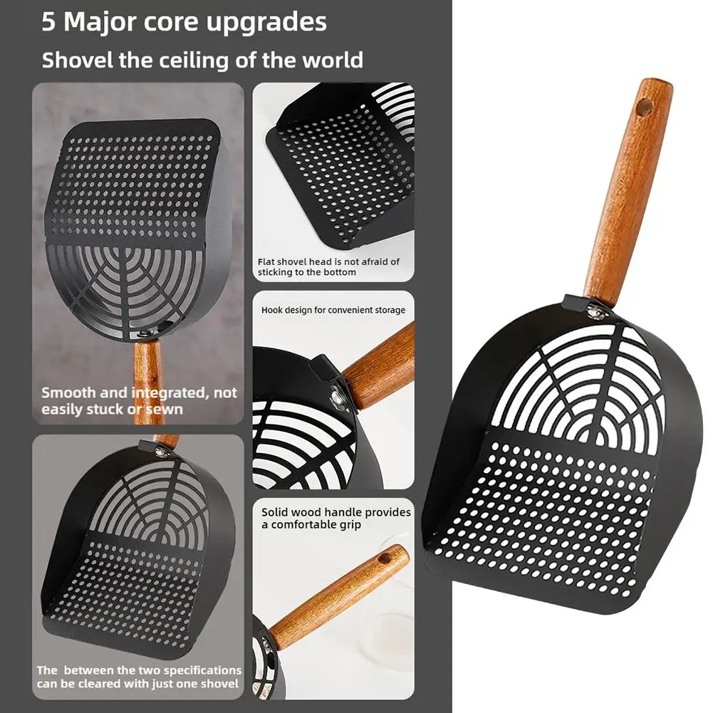 Colher de areia de gato de aço alça longa pá de resíduos de animais de estimação ferramenta de limpeza para tofu areia caixa de areia gatos suprimentos